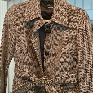 J. Crew Women's Tan Herringbone Trench Coat